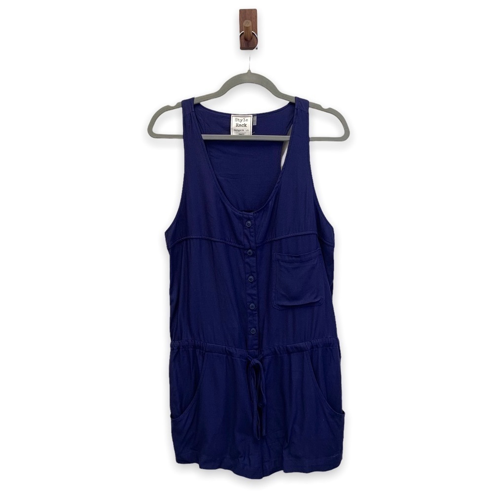 Style Rack Romper Womens Small Blue Coastal Vacation Beach Cover Up Resortwear